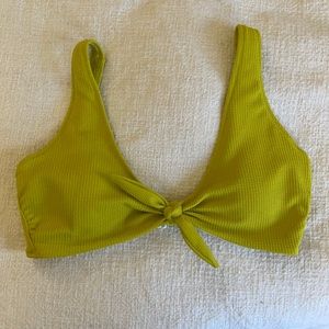 XL green waffle tie front bikini